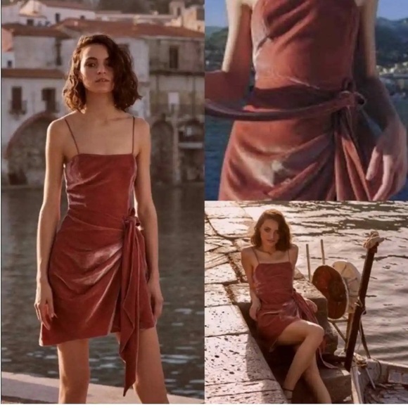 NWT Cinq a Sept Kiki Mini Dress Sash Front Bow Velvet Rosewood Sz 8 - Picture 4 of 14